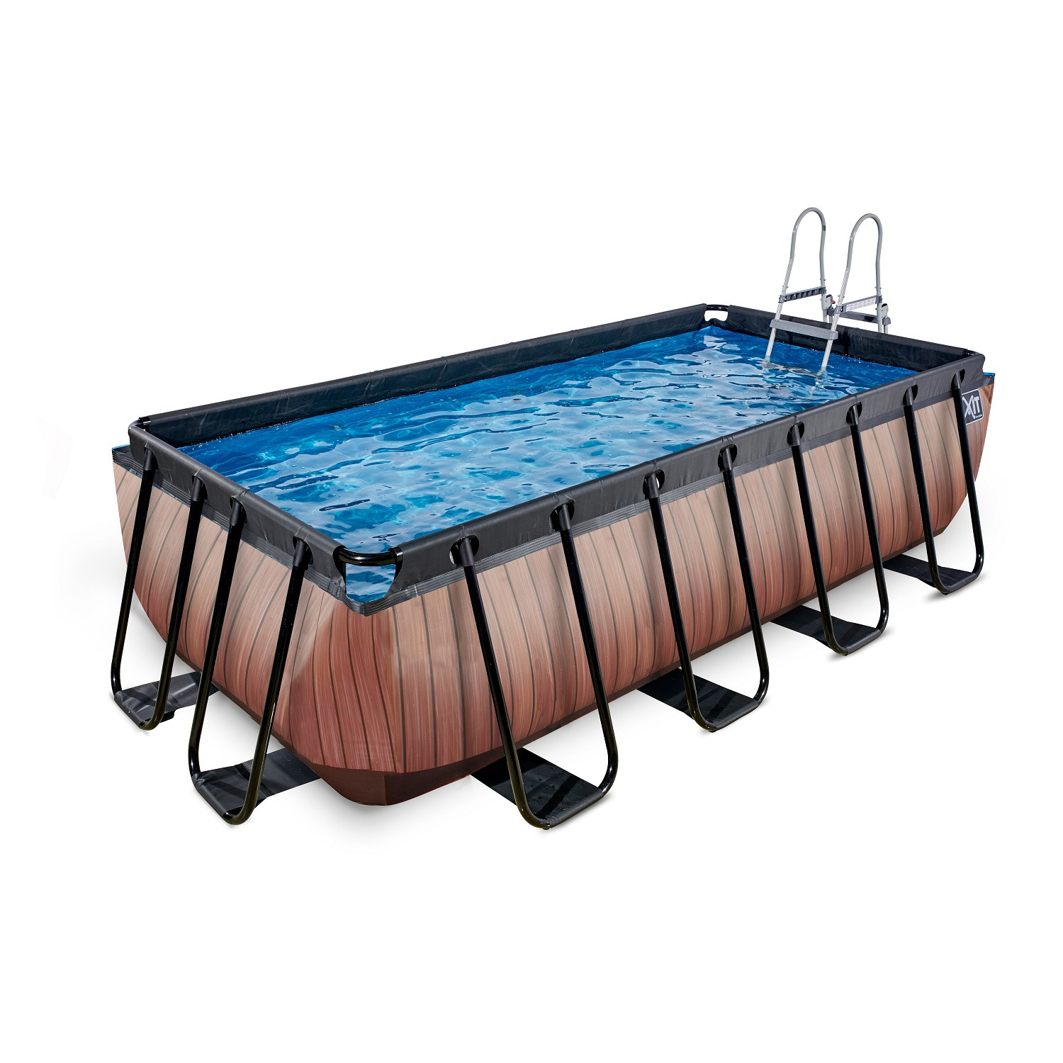 EXIT Frame Zwembad - Wood - 400 x 200 x 100 cm met Filterpomp - Bruin