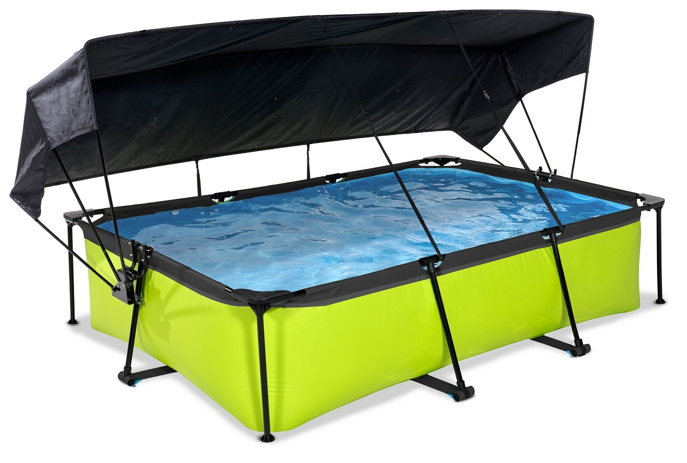 EXIT Frame Zwembad - Lime - 220 x 150 x 65 cm - met Zonnedak en Cartridge Filterpomp - Groen