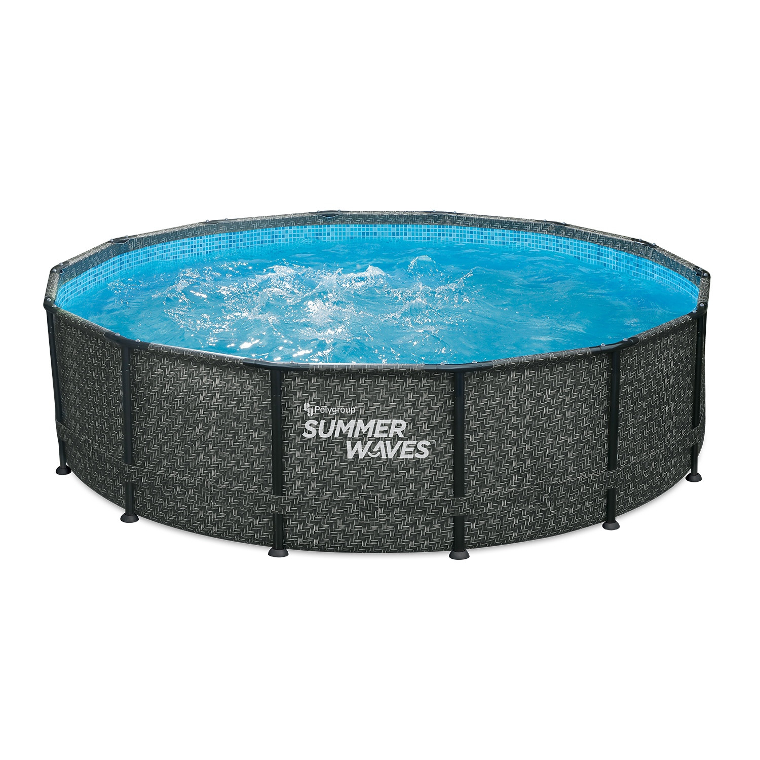 Summer Waves Elite Frame Zwembad - ø 427 x 107 cm - met Filterpomp - Antraciet Wicker