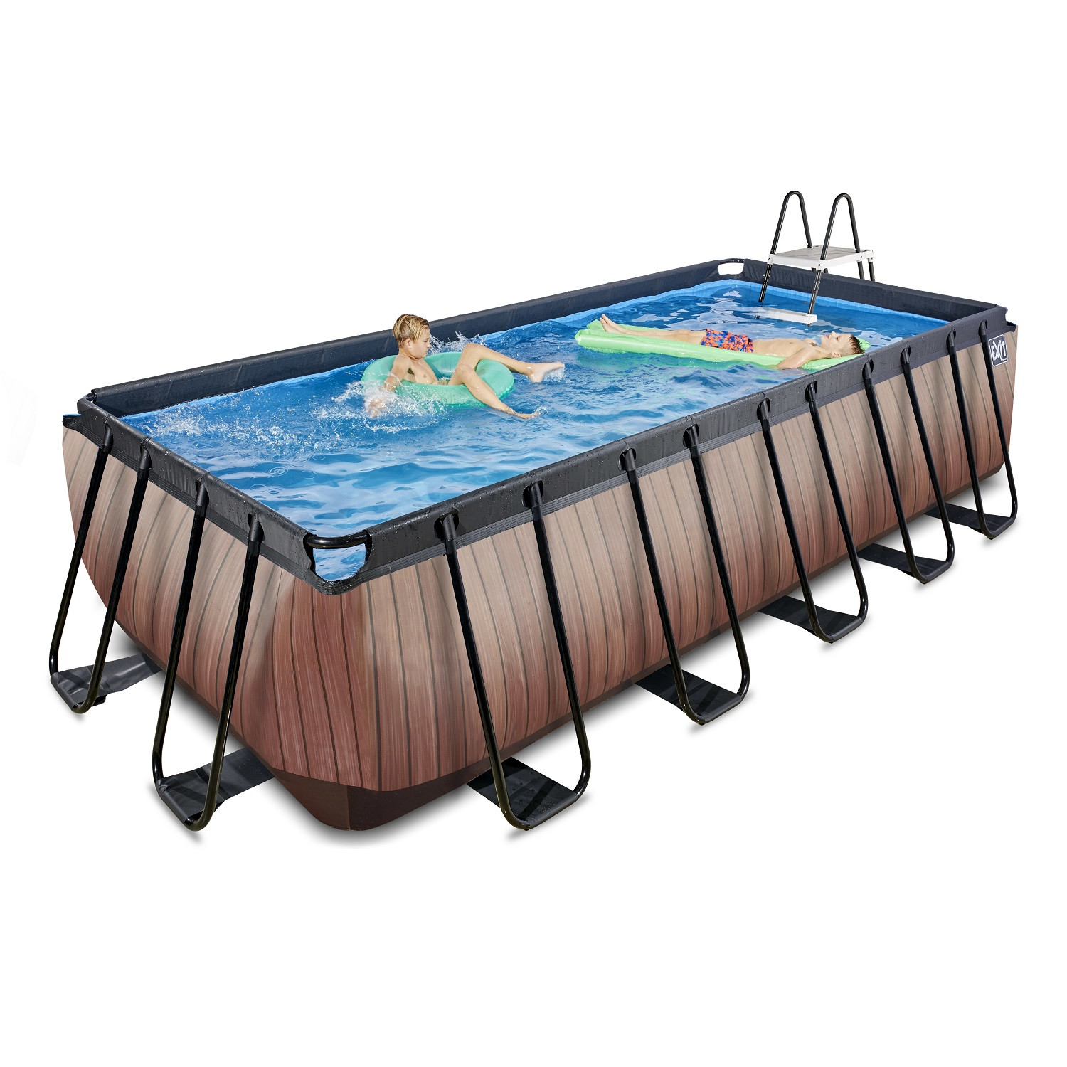 EXIT Frame Zwembad - Wood - 540 cm x 250 cm x 122 cm - met Filterpomp - Bruin