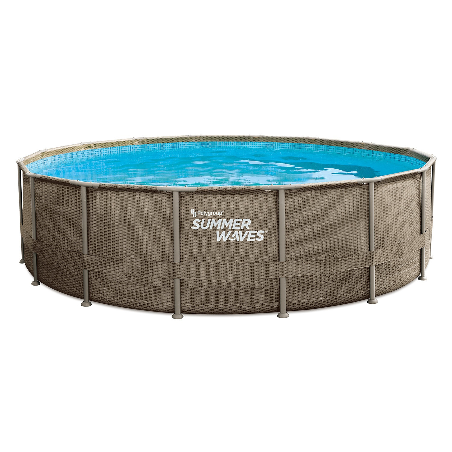 Summer Waves Elite Frame Zwembad - ø 488 x 122 cm - met Filterpomp - Bruin Wicker